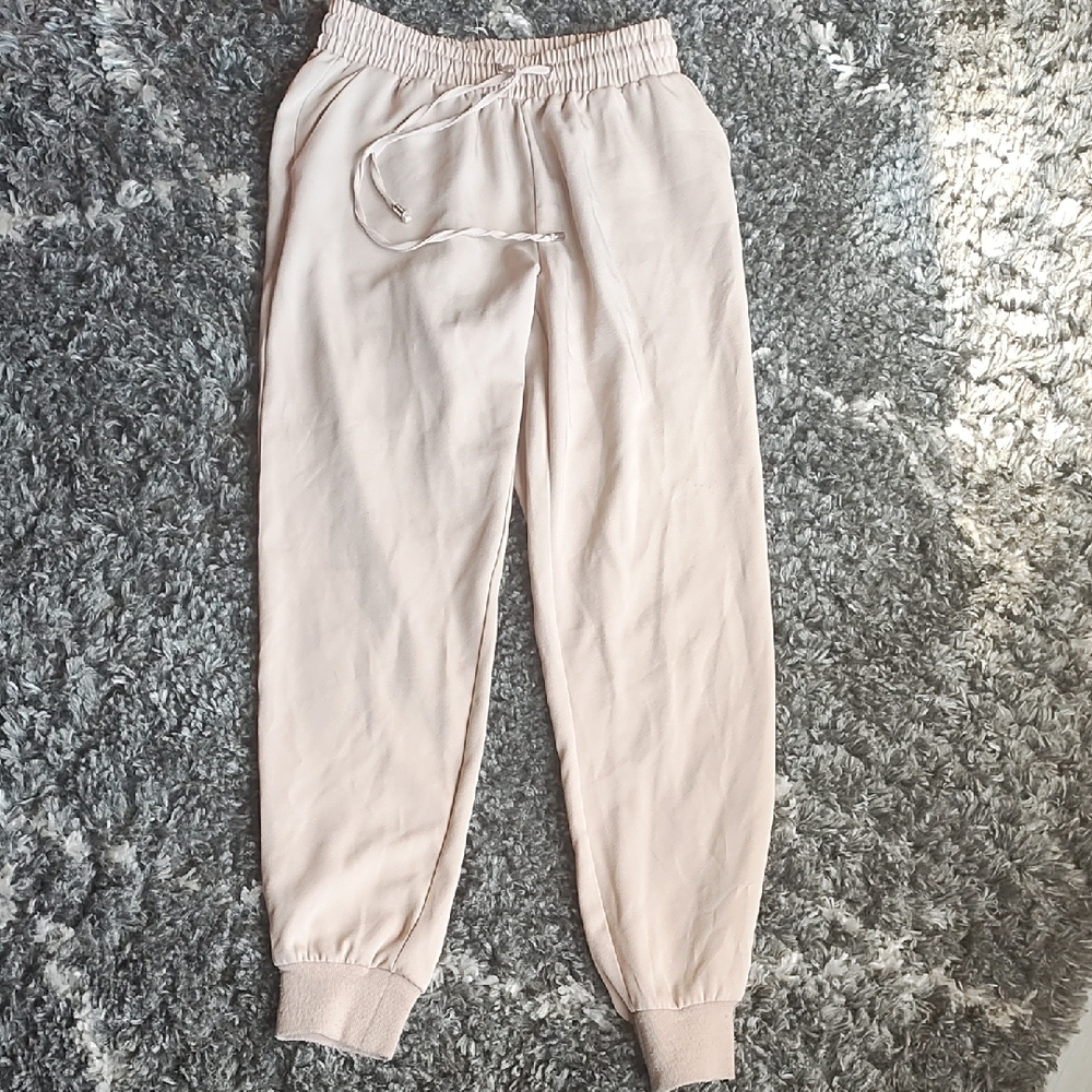 Revamped Beige Elastic Waist Pants